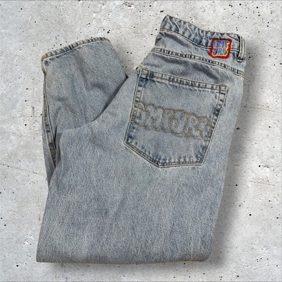 Empyre Other - Empyre Light Wash Baggy Skate Jeans Mens 30 Y2K Loose Fit Blue Embroidered Logo